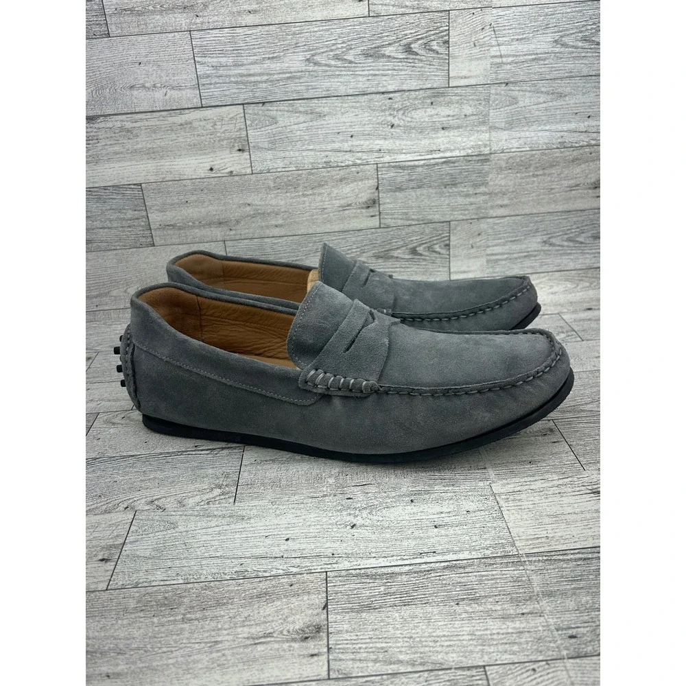Jack Erwin Decker Men Sz 11M‎ Grey Suede Penny Driving Loafers Made in Brazil